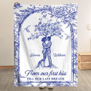 From Our First Kiss Till Our Last Breath Tree Of Love Toile De Jouy - Personalized Blanket Big Size
