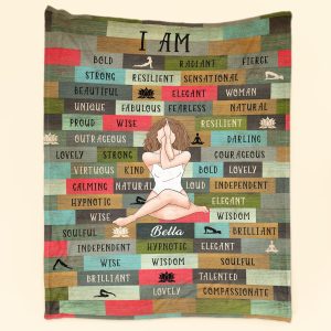 I Am Wise, Proud & Compassionate - Personalized Blanket - Birthday, Motivational Gift For Her, Mom, Girl, Friend, Empowerment, Positive Gift Big Size