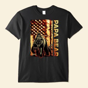 Papa Bear Forest Us Flag - PersonalizedOne Size Shirt