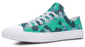 Cyan Camo White Low-Top Sneakers | Vibrant Blue Camouflage Shoes